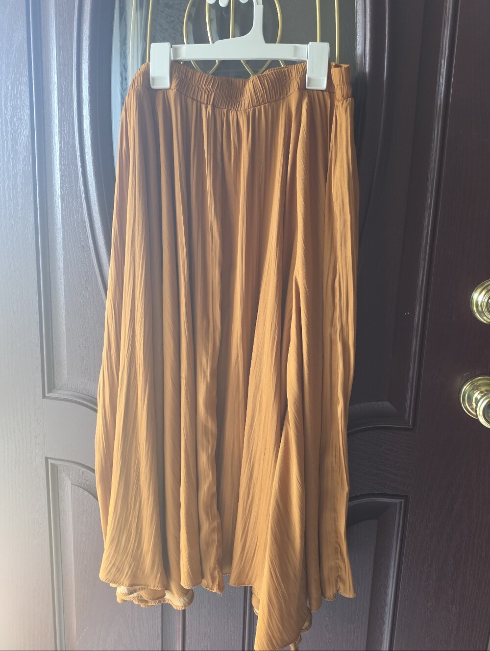 Golden Bronze Satin Fabric Skirt